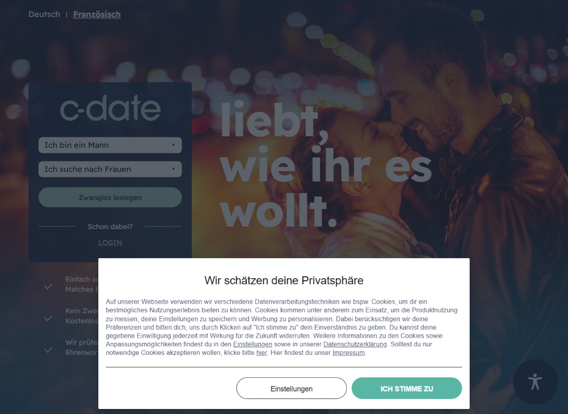C-Date Schweiz Startseite